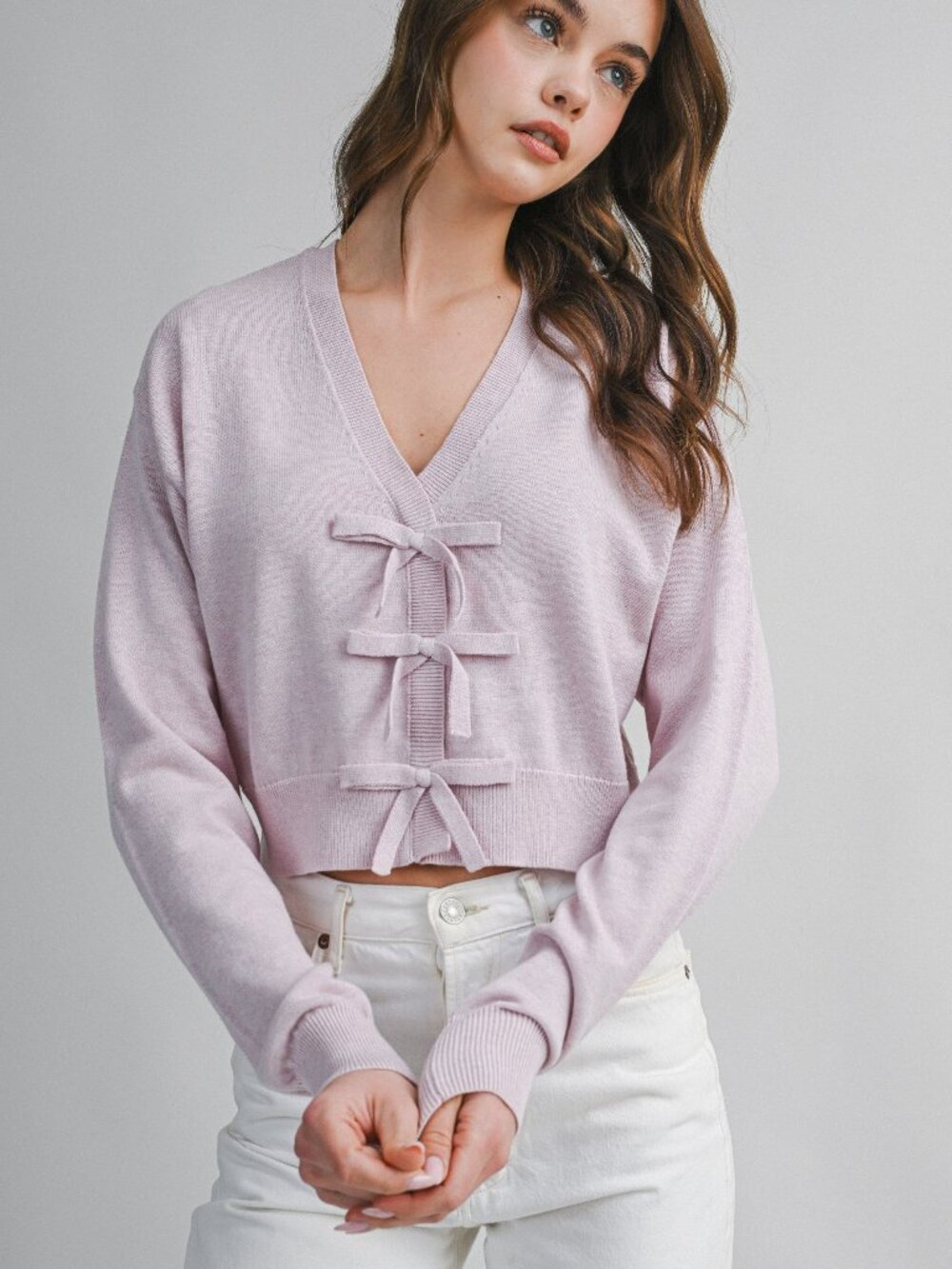 NWT Lightweight Super Soft Lavender Purple Cropped Sweater Long Sleeve Top